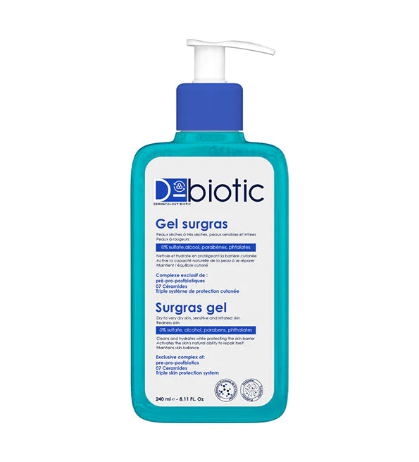 D-BIOTIC Gel Surgras 240ml nettoyant visage corps peaux sèches sensibles probiotiques hydrate - novaparapharmacie