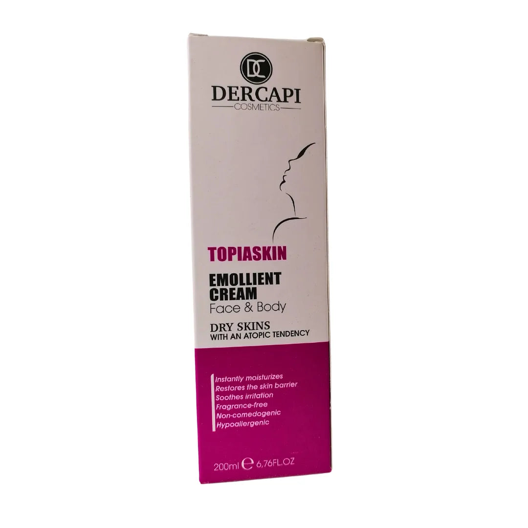 Dercapi Crème Émolliente Peaux Sèches 200ml hydratante nourrissante corps visage hydrate nourrit apaise tiraillements - novaparapharmacie