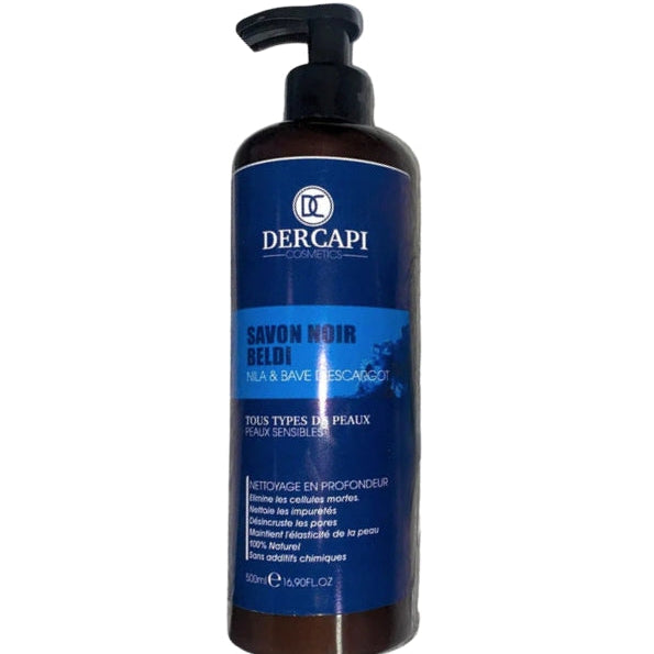 Dercapi Savon Noir Beldi Nila 500ml gommage hammam exfoliant traditionnel huile olive indigo exfolie purifie adoucit - novaparapharmacie