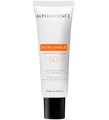 ALPHASCIENCE Ultra Shield SPF50+ 40ml crème solaire très haute protection SPF50+ anti-âge hydratation sans traces UVA UVB - novaparapharmacie