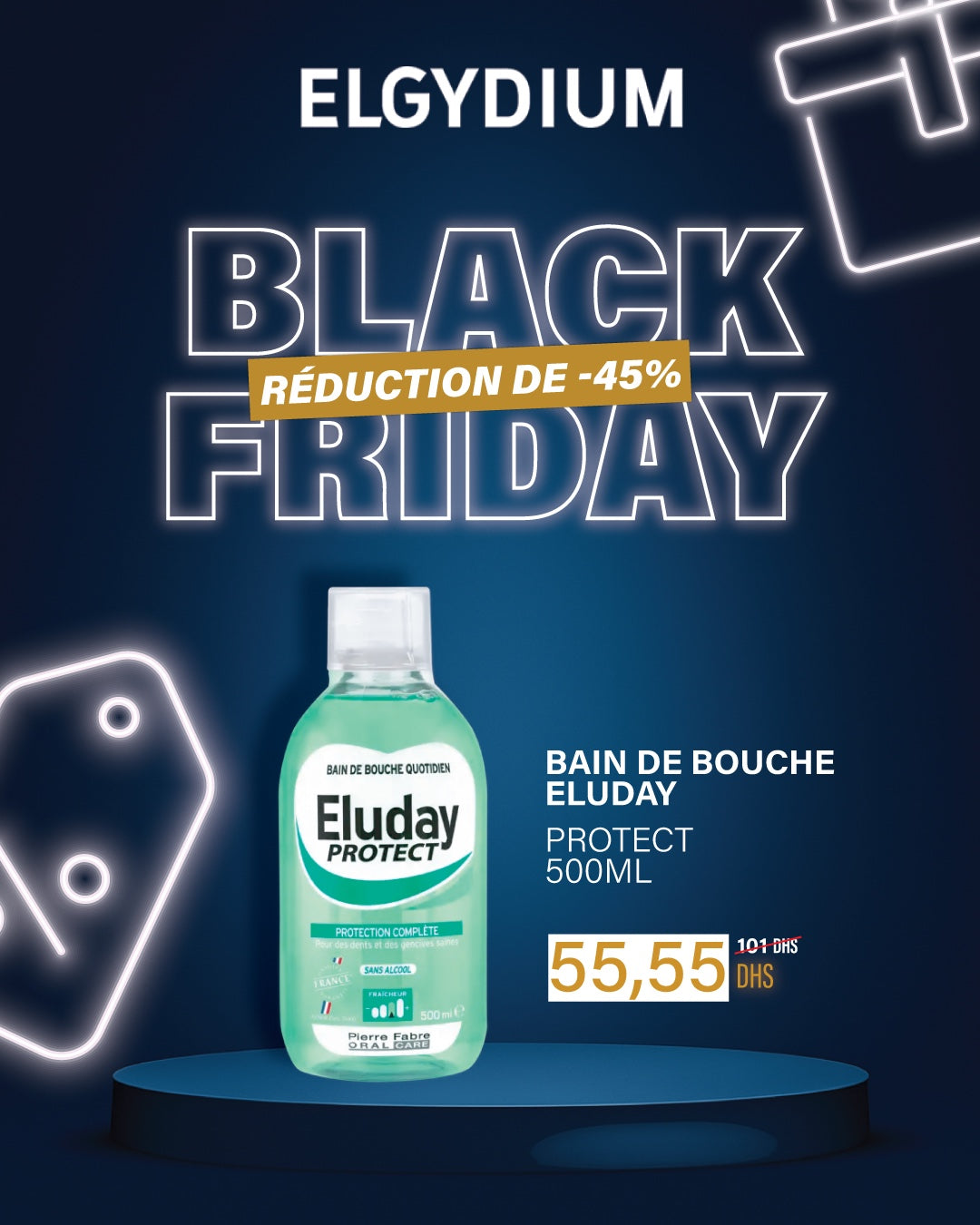 ELUDAY Bain de Bouche Protection Complète 500ml anti-plaque gencives haleine - novaparapharmacie
