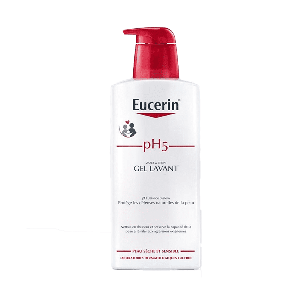 EUCERIN pH5 Gel Lavant 400ml flacon pompe blanc bleu nettoyant doux peaux sensibles sèches protection barrière cutanée dermatologie