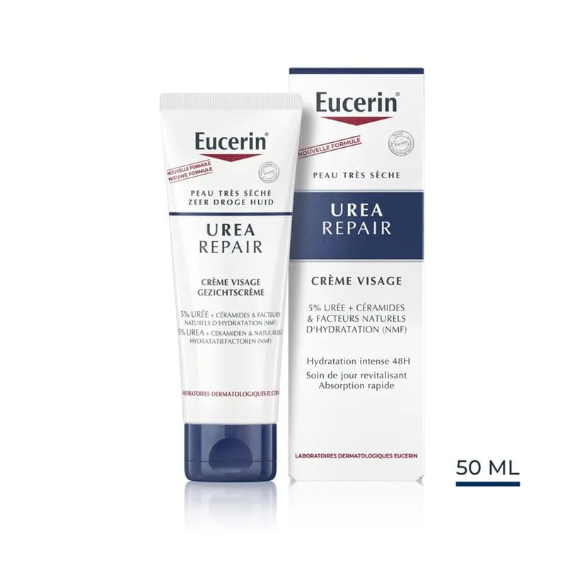 Eucerin UreaRepair Crème Visage 5% Urée 50ml peaux sèches hydratation réparation Nova Parapharmacie Maroc
