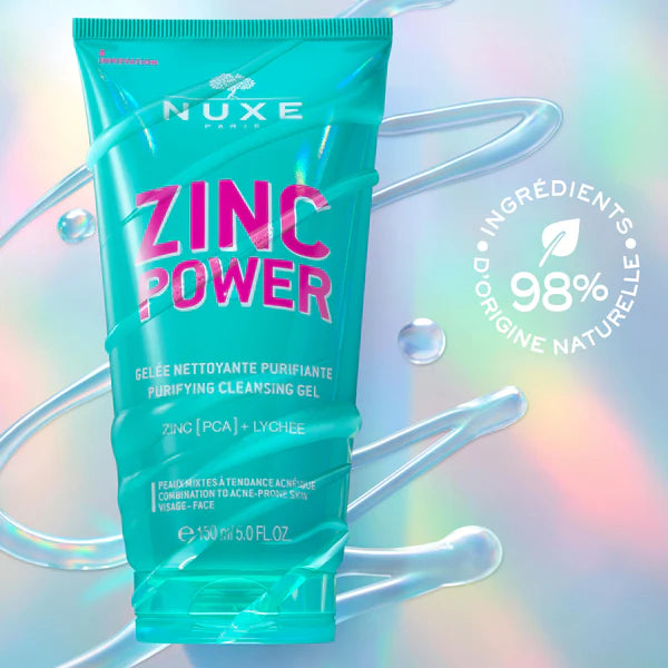 Zinc Power NUXE Gelée Nettoyante Purifiante 150ml gel nettoyant visage peaux grasses zinc power purifiante matifiante texture gelée - novaparapharmacie