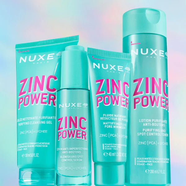 NUXE Zinc Power Fluide Matifiant Réducteur de Pores 40ml soin visage peaux grasses zinc power matifiant régulation sébum grain peau affiné - novaparapharmacie