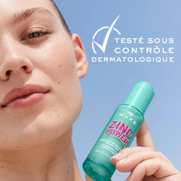 Soin NUXE Zinc Power Sérum Anti-Imperfections testé dermatologiquement peaux grasses acnéiques - novaparapharmacie