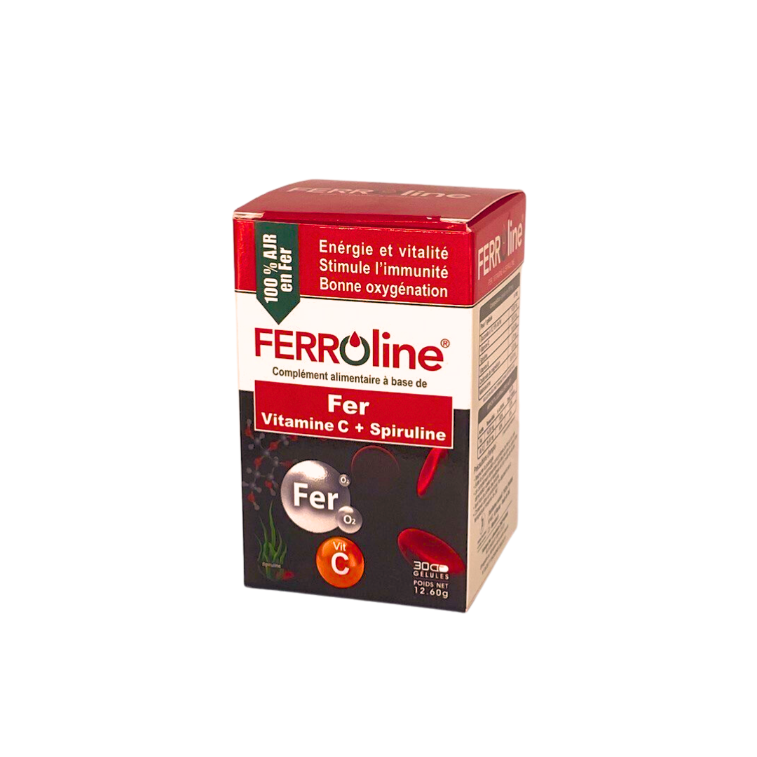 Ferroline-Fer-Vitamine-C-_Spiruline-30Gelules-Parapharmacie-Casablanca-Prix-Maroc|Nova Para