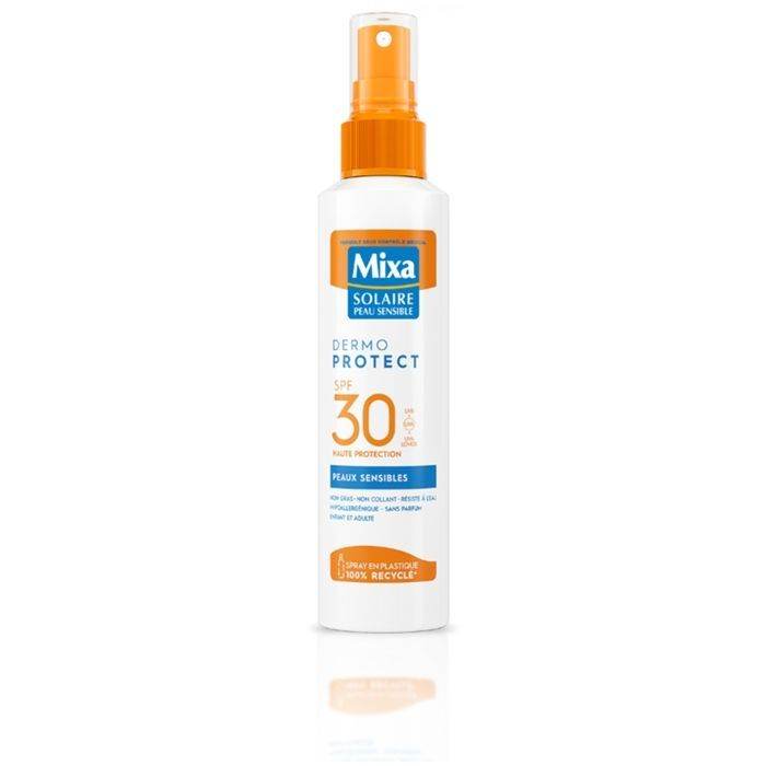 MIXA Solaire Adult Spray Peaux Sensibles SPF30+ 150ml Protection Solaire Haute Tolérance Hypoallergénique Résistant Eau Formule Douce - Nova Parapharmacie