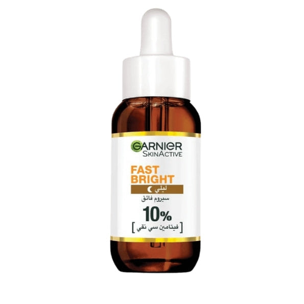 GARNIER Fast Bright Booster Sérum Night 30ml Sérum de Nuit Vitamine C Anti-Taches Éclat Luminosité Peau Terne Renouvellement Cellulaire - Nova Parapharmacie