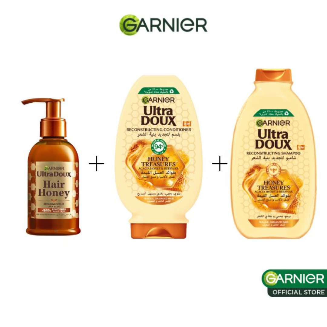 Garnier Routine Ultra Doux pack complet shampooing sérum après-shampooing cheveux secs abîmés - novaparapharmacie
