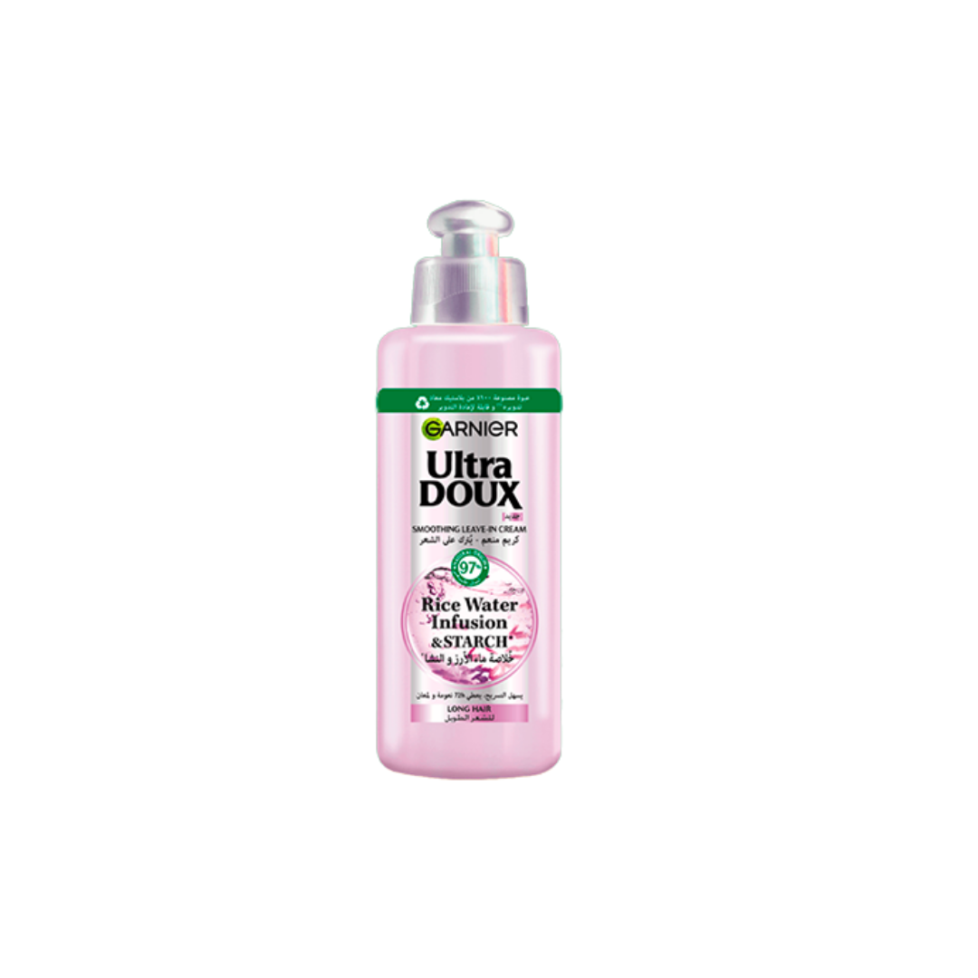 GARNIER Ultra Doux Cream Smoothing Rice Water 200ml Crème Lissante Eau de Riz Cheveux Frisés Indisciplinés Lissage Naturel Brillance - Nova Parapharmacie
