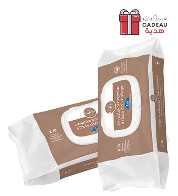 Gifrer Lingettes Nettoyantes à l'Huile d'Olive Vierge 70 Pièces - Lot de 2 - Nova Parapharmacie