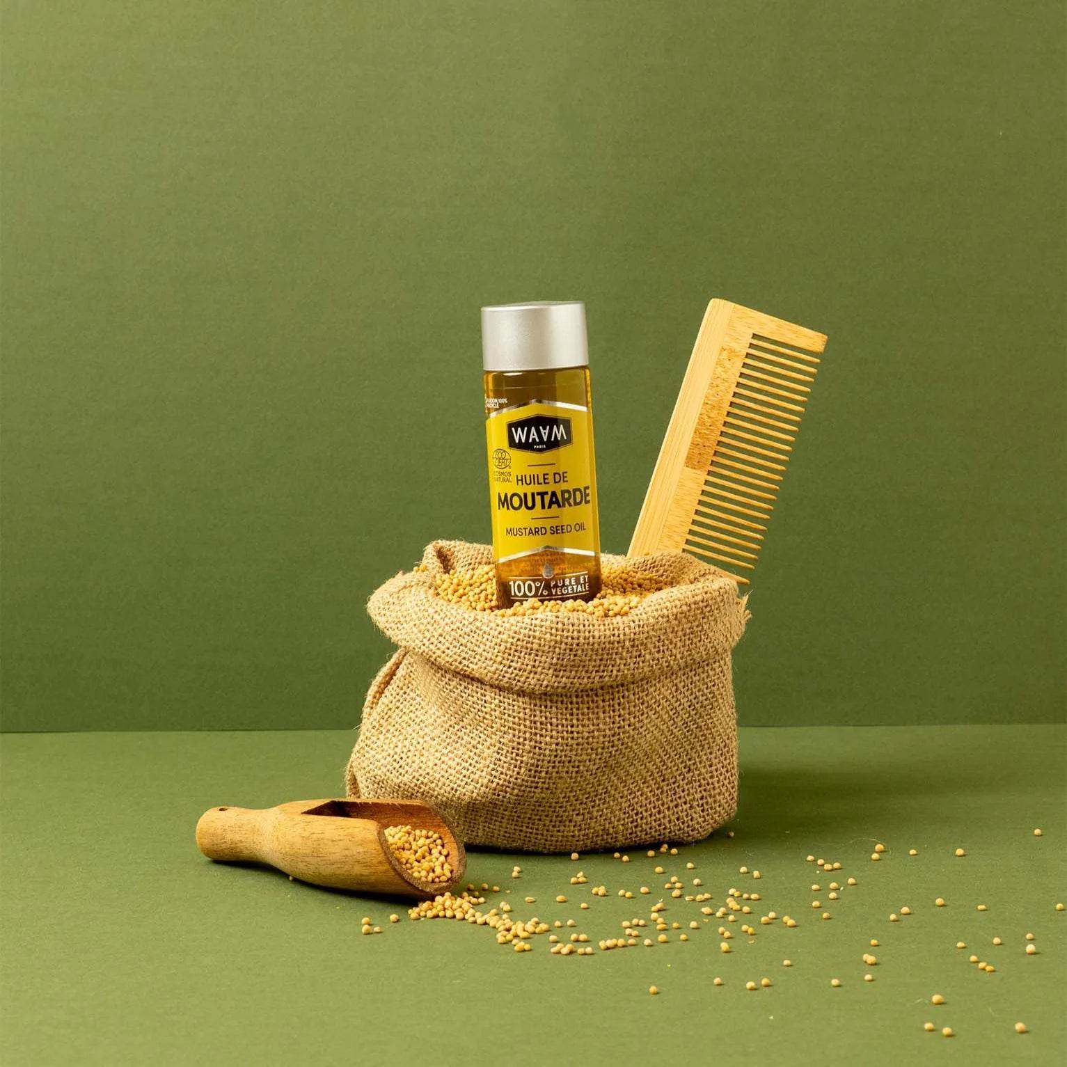WAAM Huile de Moutarde certifiée BIO 75ml caractéristiques huile végétale stimulante croissance cheveux effet chauffant - novaparapharmacie