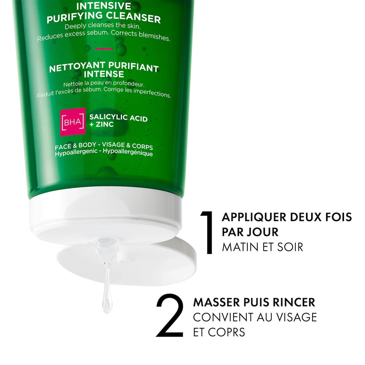 VICHY Normaderm Phytosolution mode emploi gel purifiant détox végétale intensive eau thermale application visage quotidien - novaparapharmacie