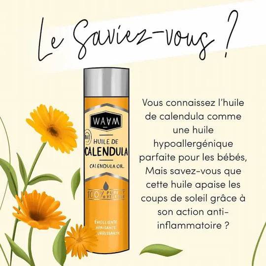 WAAM Huile de Calendula certifiée BIO 75ml vue alternative huile végétale apaisante calenduline anti-inflammatoire - novaparapharmacie