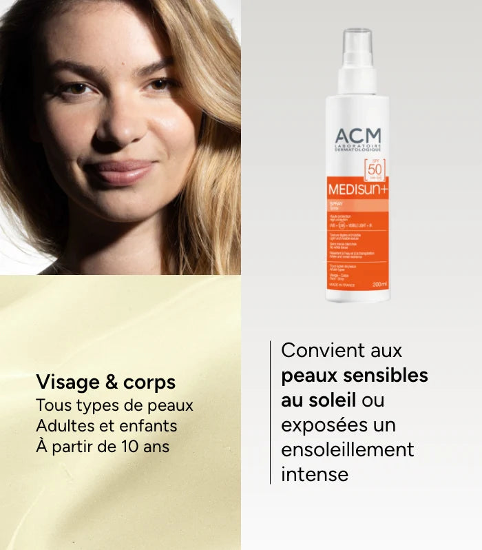 ndications Médisun Spray SPF50+ Protection Solaire Très Haute Large Spectre Peaux Sensibles - novaparapharmacie