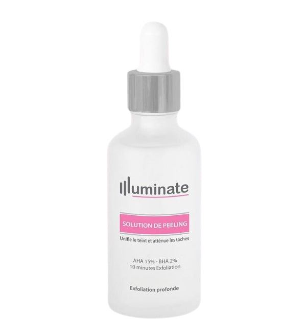 Illuminate Peeling Solution AHA 15% BHA 2% 30ml sérum exfoliant visage doux anti-âge éclat débutant - novaparapharmacie