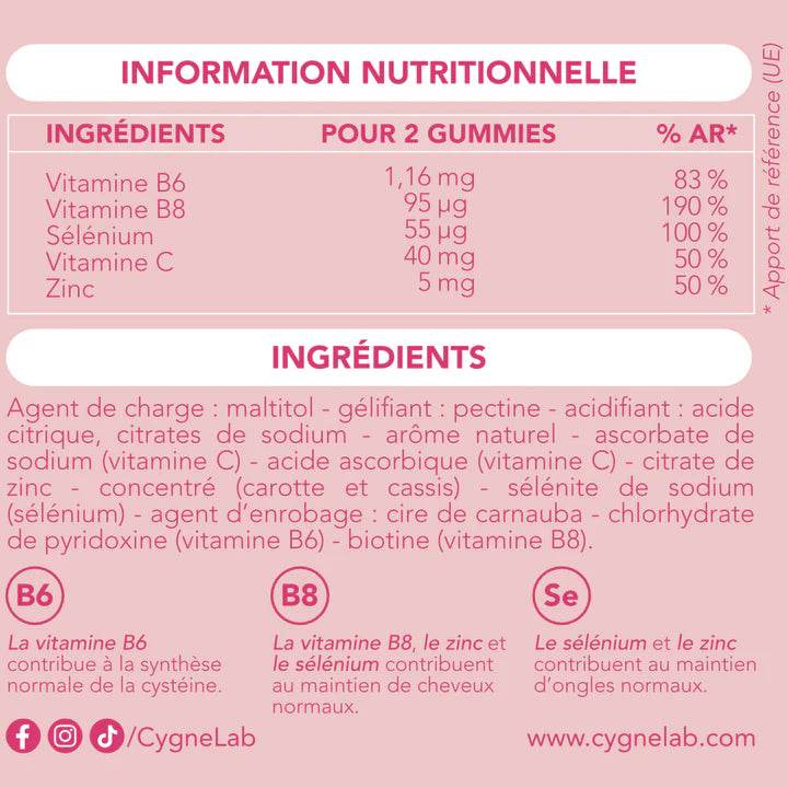 Cygne Beauty Boost caractéristiques formule enrichie biotine zinc vitamines naturelles cheveux ongles - novaparapharmacie