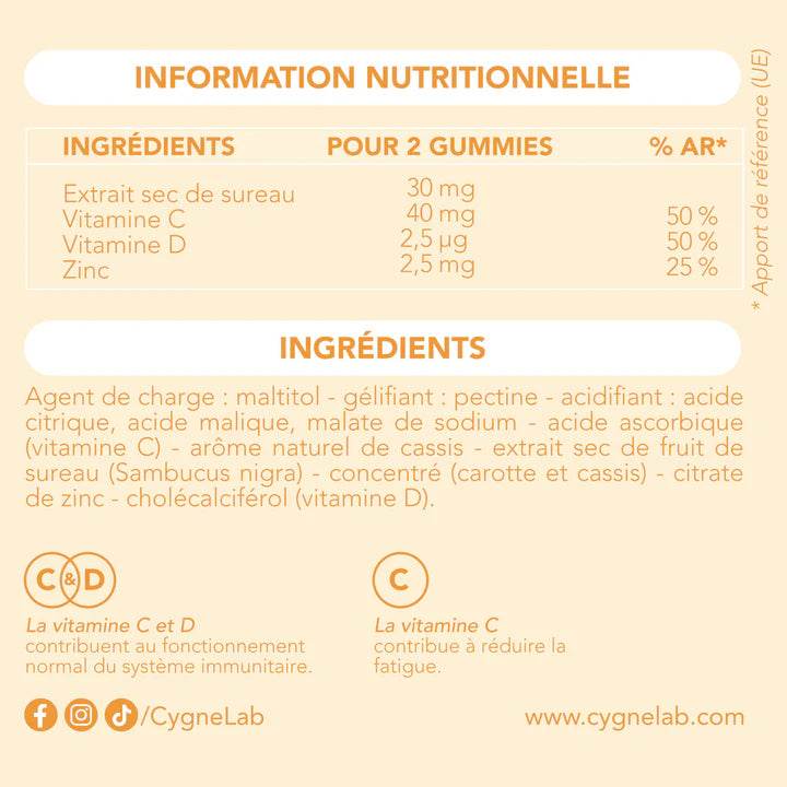 Cygne Energy Immunity caractéristiques formule enrichie vitamine C zinc échinacée vitamines B naturelle - novaparapharmacie