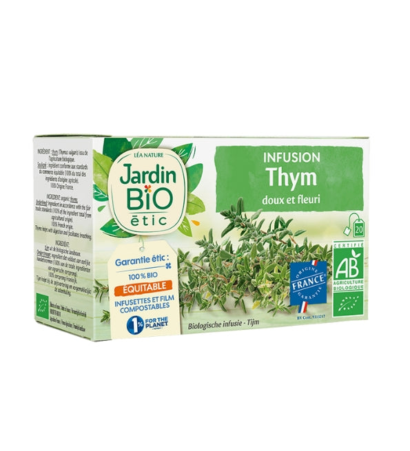 JARDIN BIO Infusion Thym 20 sachets tisane bio respiratoire naturelle bien-être bronchique expectorant pur - novaparapharmacie