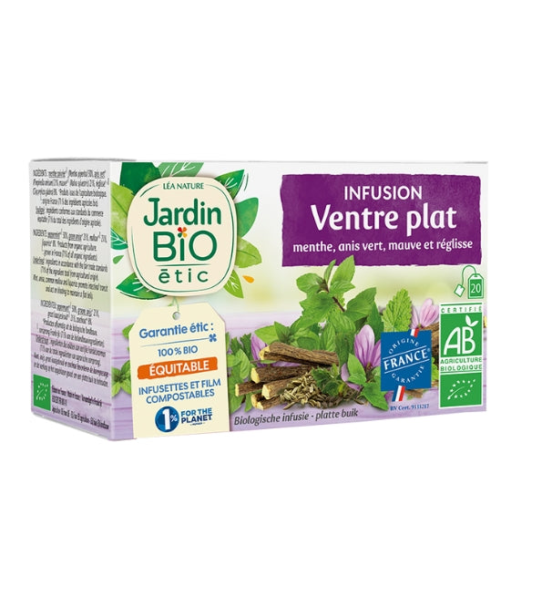 JARDIN BIO Infusion Ventre Plat 20 sachets tisane bio minceur naturelle bien-être digestif drainage plantes - novaparapharmacie