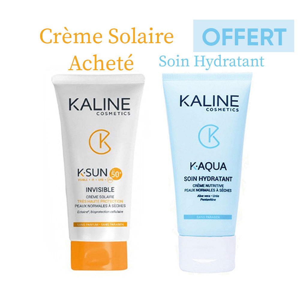 Kaline Ecran K-Sun SPF50+ Invisible 50ml novaparapharmacie-maroc= K-Aqua Soin Hydratant 50ml Offert 