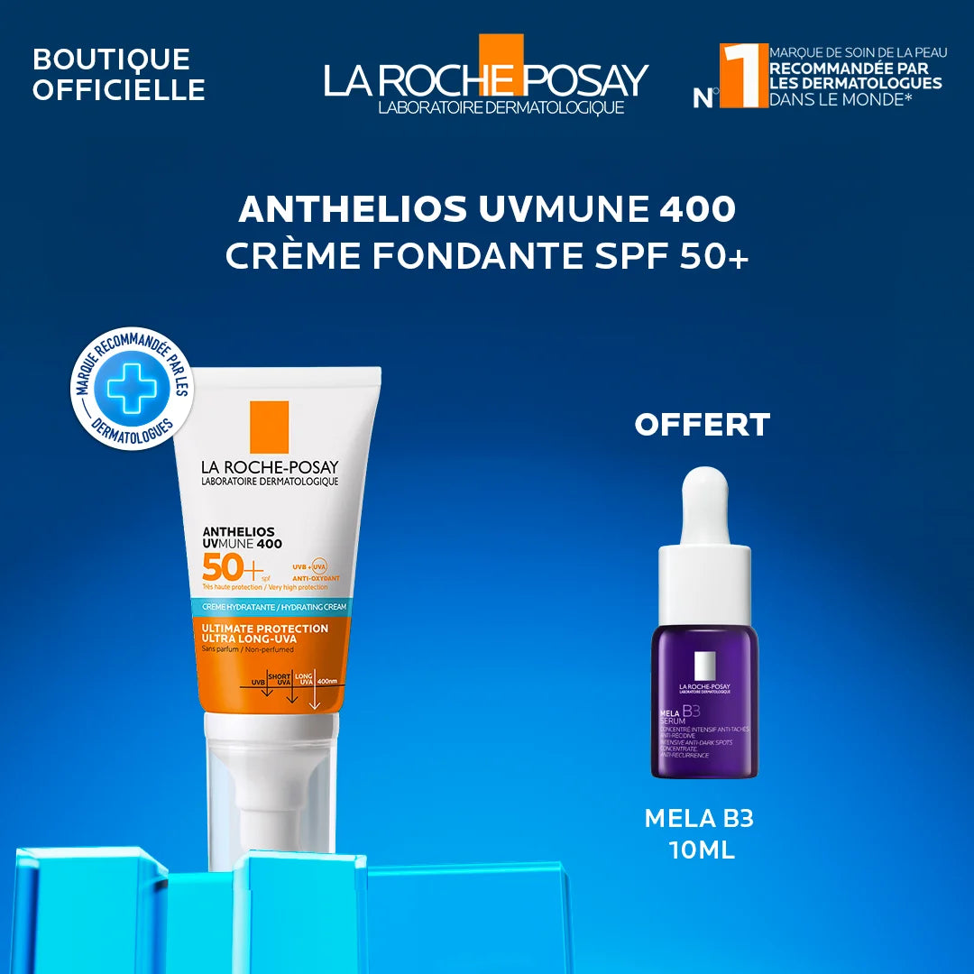 LA ROCHE-POSAY Pack Anthelios Ultra Crème Invisible SPF50+ 50ml Mela B3 Sérum 10ml protection anti-taches - novaparapharmacie