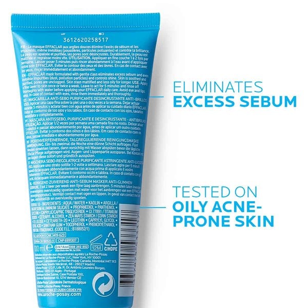 La Roche-Posay Effaclar Masque Sébo-Régulateur 100ml - Masque Purifiant Anti-Brillance