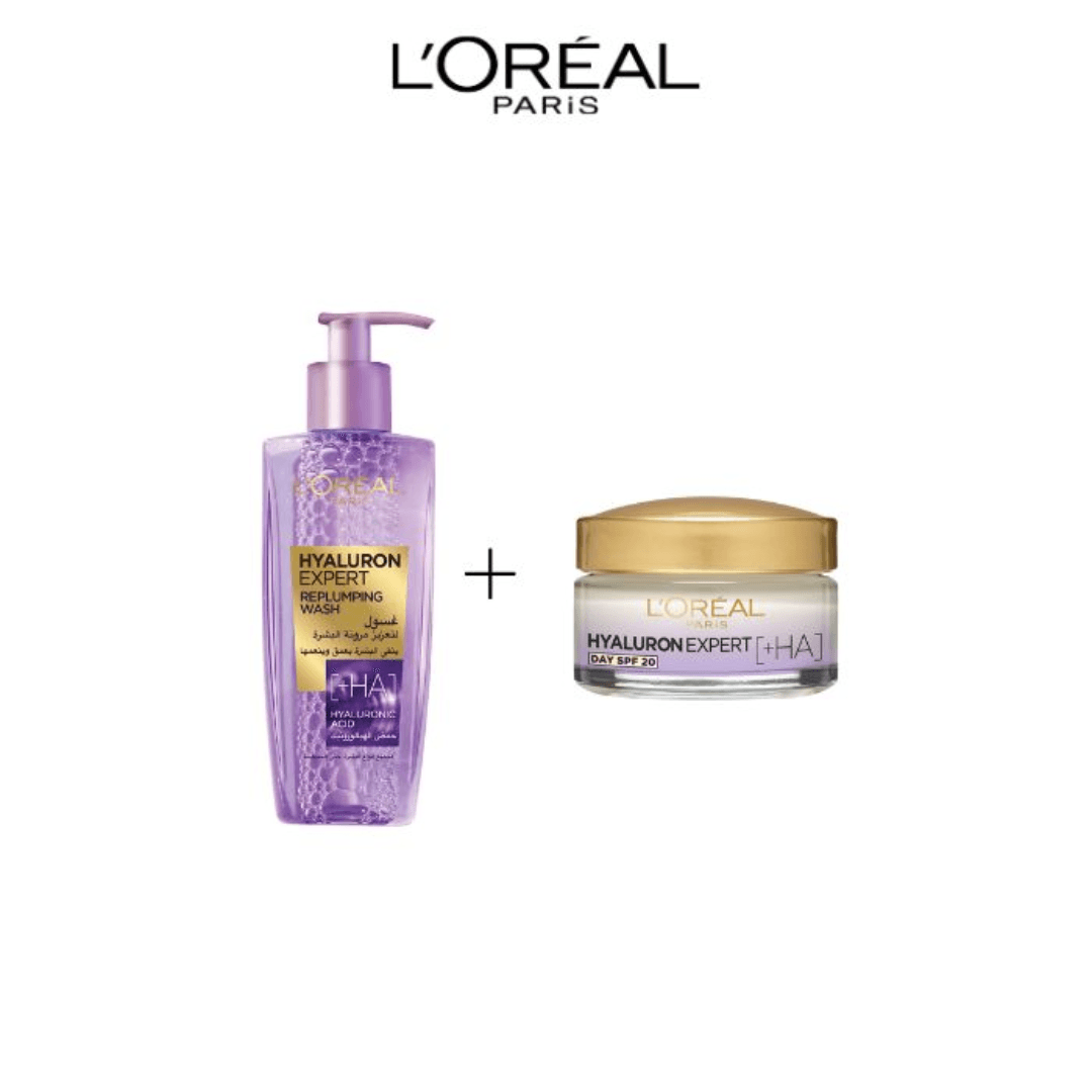 L'ORÉAL PARIS Gel Wash Hyaluron 200ml + Crème Jour 200ml Pack Hydratation Intense Anti-Âge Routine Complète Premium - Nova Parapharmacie