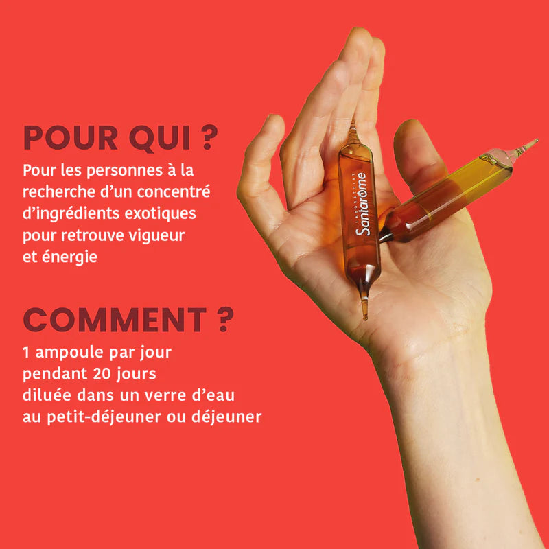 Complément SANTAROME Moringa Maca BIO 20 Ampoules action énergie vitalité anti-fatigue bio - novaparapharmacie