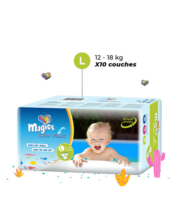 Magics Culottes de Bain Taille L (14kg+) Sachet 10 Pièces couches piscine étanches confort sécurité aquatique - novaparapharmacie