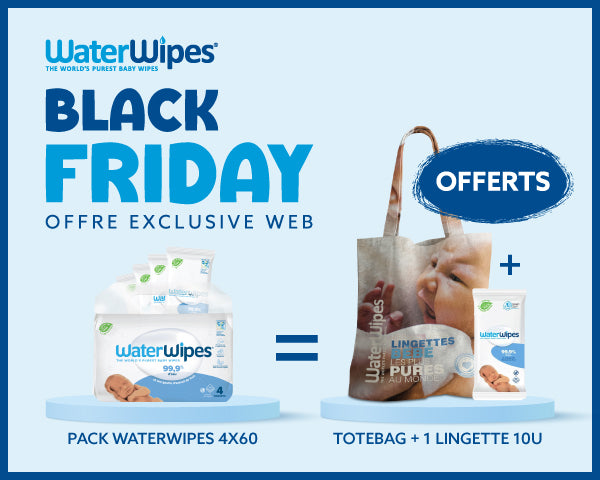 Offre Black Friday WaterWipes - Pack 4x60 lingettes + Totebag + Lingettes 10U offerts - Nova Parapharmacie