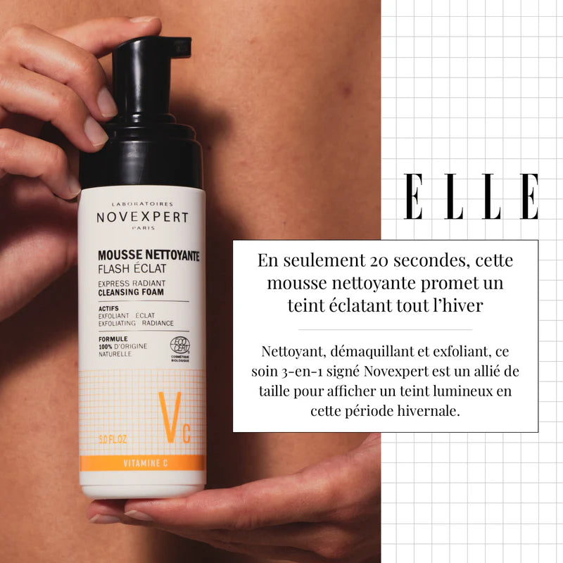 Certification Novexpert Mousse Flash Éclat Vitamine C Premium Démaquillant Exfoliant - novaparapharmacie