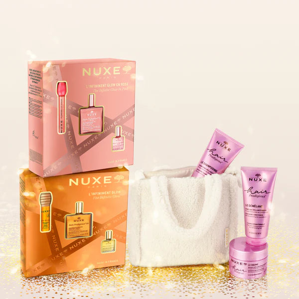 Coffret NUXE L'infiniment Prodigieuse Glow éclat prodigieux éclat glow huile prodigieuse parfum coffret complet 7 huiles précieuses nacres dorées - novaparapharmacie