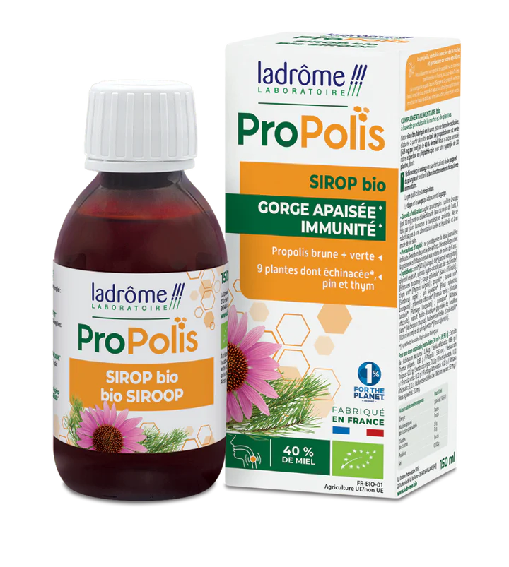 Ladrome Sirop Propolis 150ml sirop naturel propolis gorge immunité défenses naturelles bien-être respiratoire - novaparapharmacie