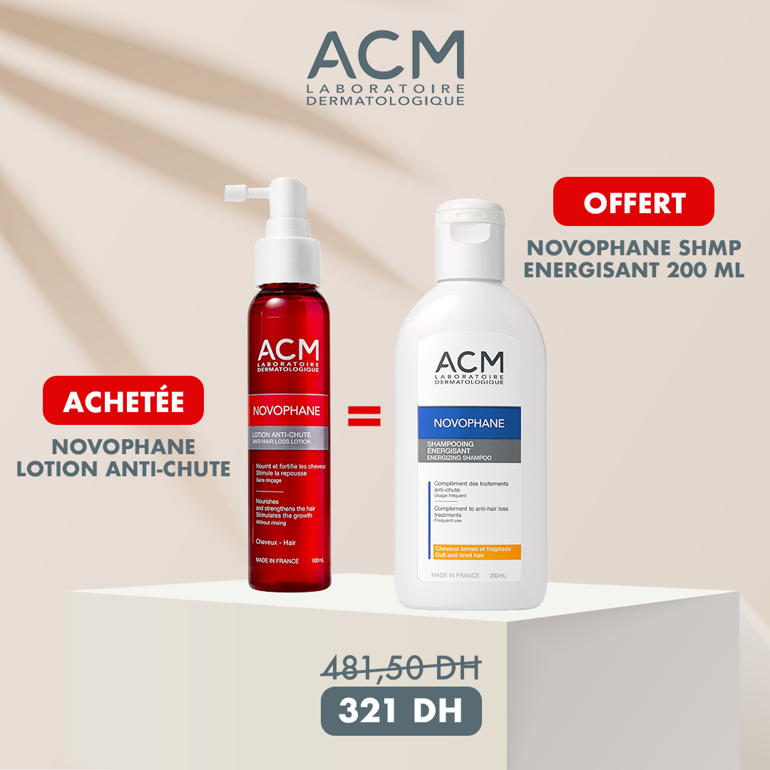 ACM NOVOPHANE Chronic Lotion Anti-Chute 100ml + Shampooing Énergisant duo traitement lotion chronic shampooing énergisant synergie - novaparapharmacie