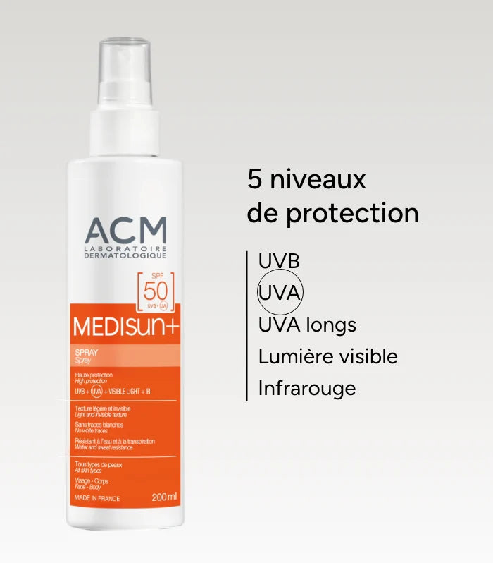 ACM Médisun Spray SPF50+ 200ml - Protection Solaire Très Haute Large Spectre