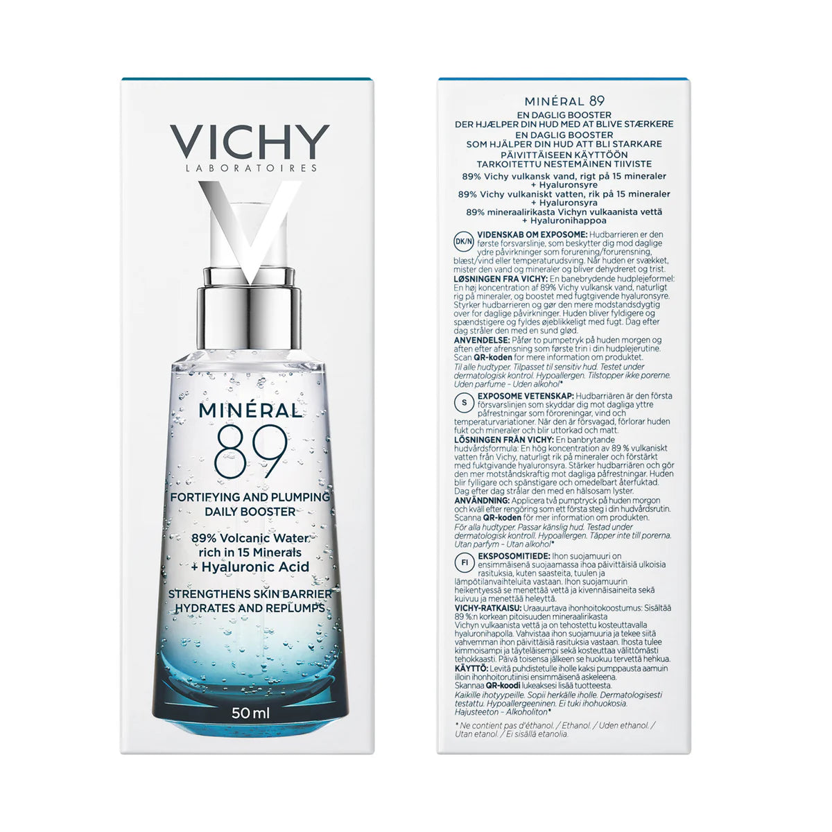 VICHY Minéral 89 coffret boîte sérum booster hydratant fortifiant repulpant acide hyaluronique trousse cadeau offerte - novaparapharmacie