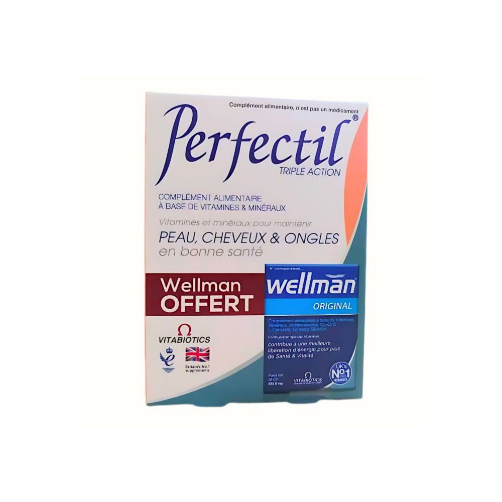 🎁Perfectil Triple Action Peau Cheveux Et Ongles = Wellman Original 30…

