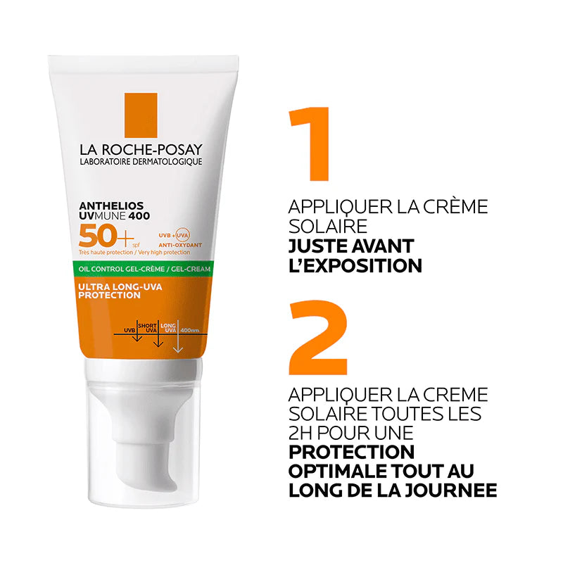 La Roche-Posay Anthelios UVMUNE 400 application SPF50+ protection solaire invisible oil control texture légère - novaparapharmacie