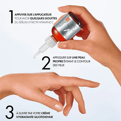 VICHY Liftactiv Supreme Vitamin C application sérum anti-âge éclat intense vitamine C pure eau thermale visage quotidien - novaparapharmacie