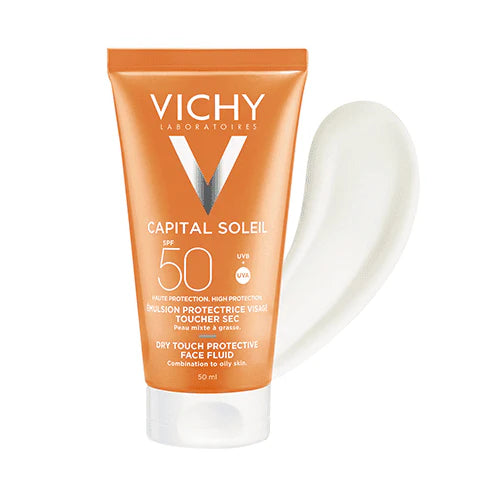 VICHY Capital Soleil vue alternative émulsion toucher sec SPF50+ protection solaire haute UVA UVB eau thermale visage - novaparapharmacie