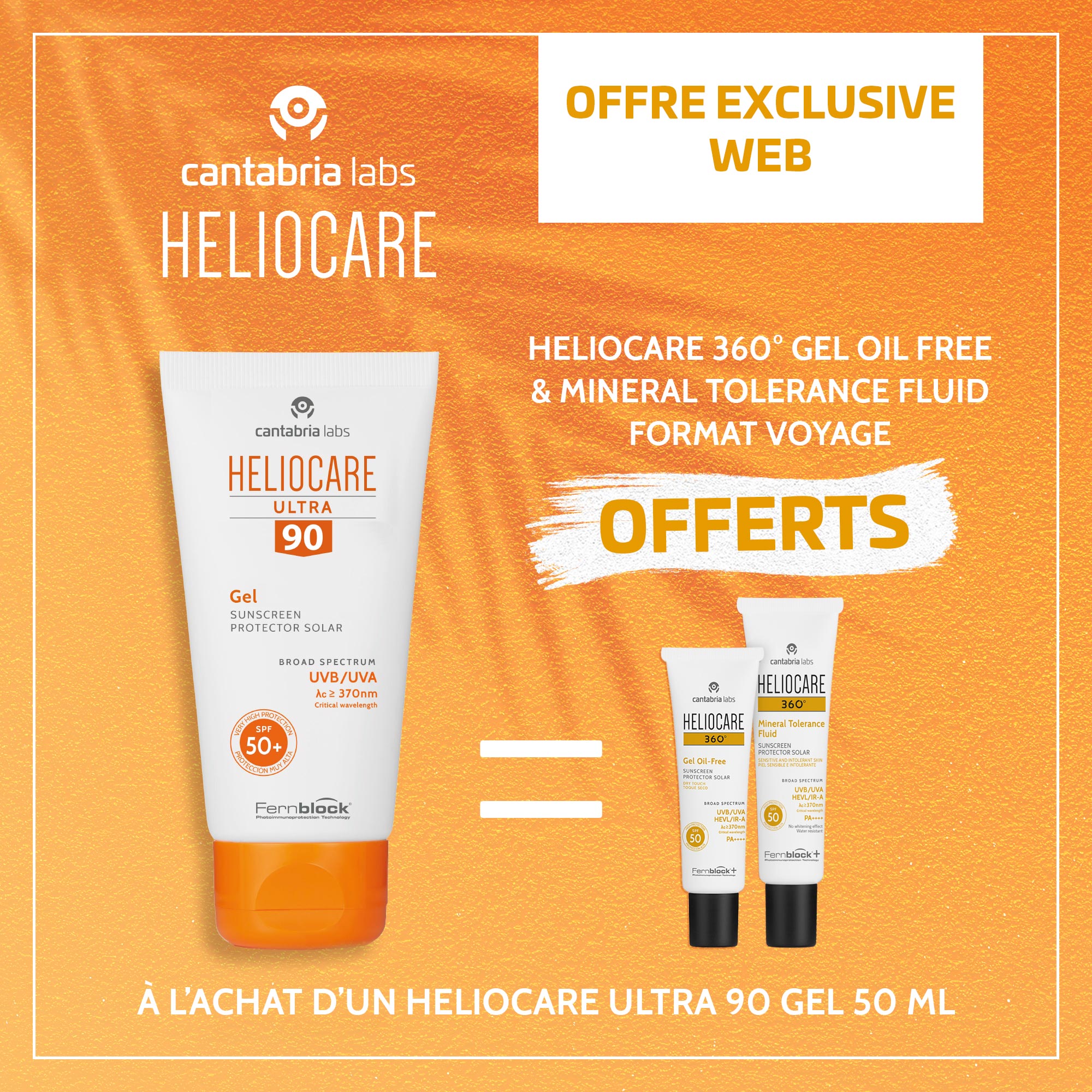 HELIOCARE Ultra Gel SPF90 50ml = HELIOCARE 360° Gel Oil-Free et mineral tolerance fluide format voyage offres| Nova Para