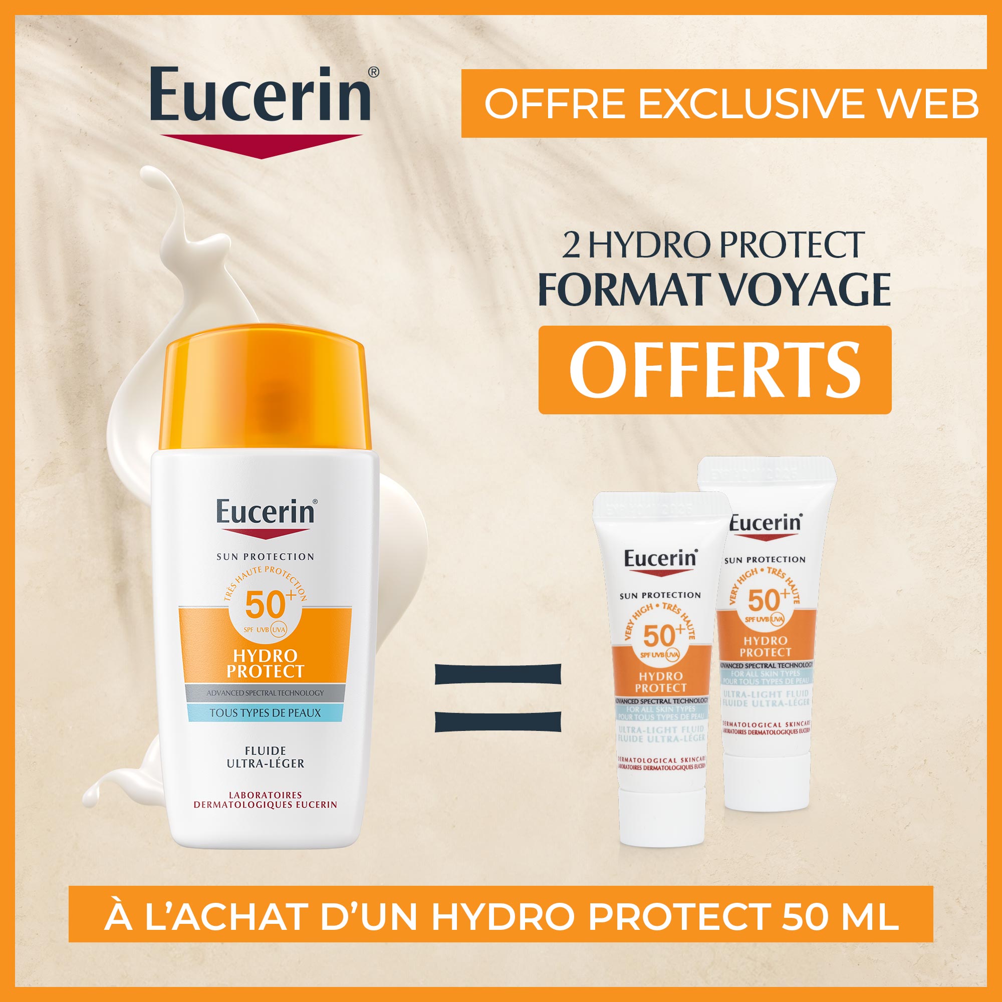 Eucerin Hydro Protect Fluide Ultra Leger SPF50+ 50ml = 2 HYDRO PROTECT FORMAT VOYAGE | Nova Para