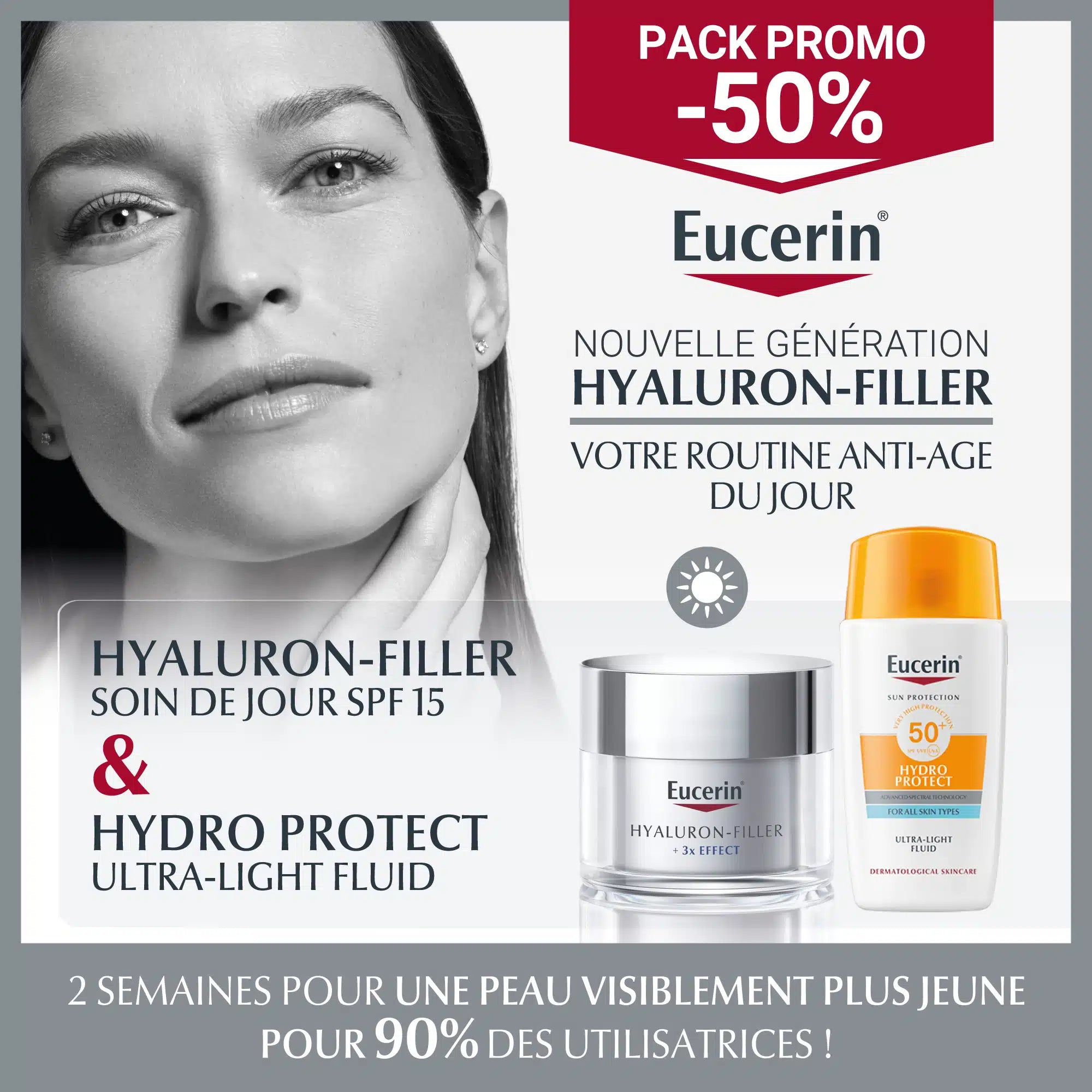 Eucerin Hyaluron filler +3X Effect Soin De Jour 50ml + Ecran Hydro