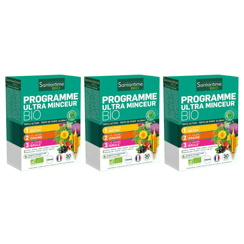 Programme Ultra Minceur Bio complément alimentaire 30 Ampoules minceur détox ultra minceur détox drainage BIO perte poids - novaparapharmacie