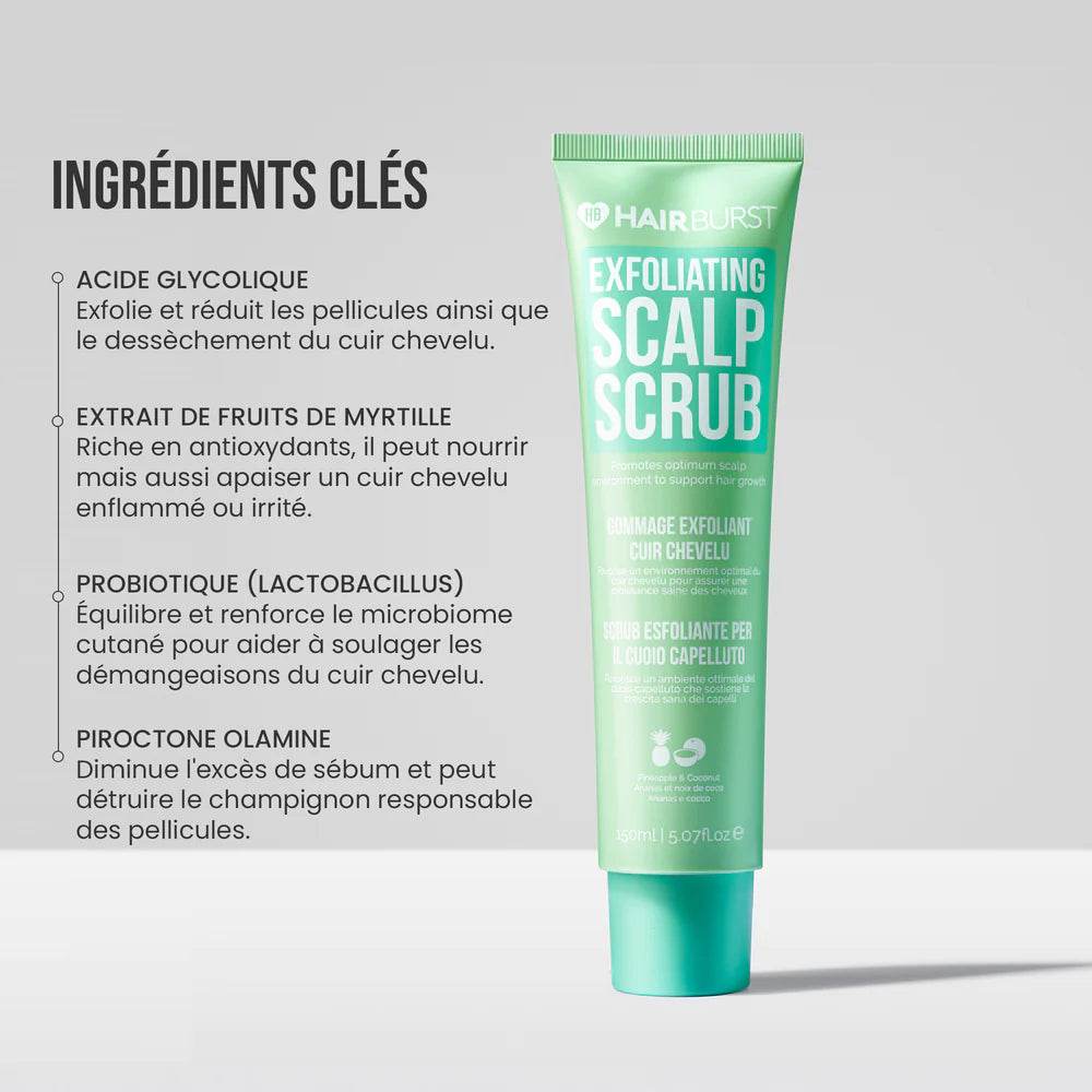 Hairburst gommage caractéristiques formule microbilles naturelles actifs stimulants agents purifiants vitamines - novaparapharmacie