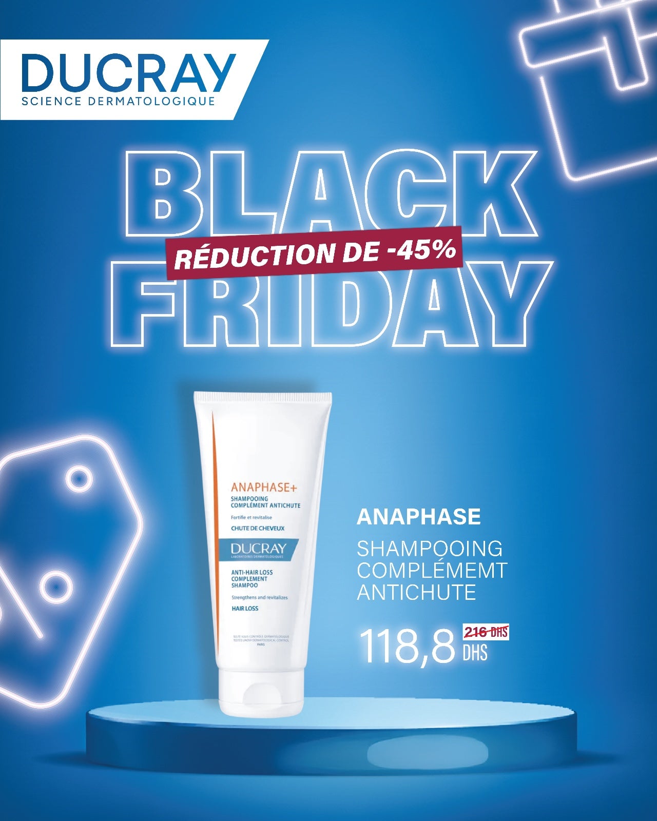  DUCRAY Anaphase+ Shampooing Complément Anti-Chute 200ml flacon blanc orange fortifiant chute cheveux vitalité densité - novaparapharmacie