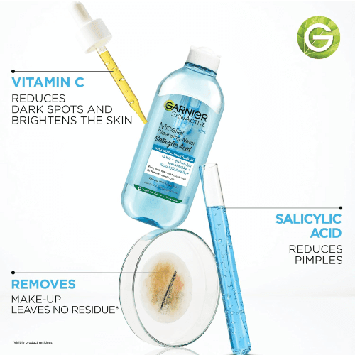 GARNIER SkinActive Puractive Solution Micellaire Anti-Acné 400ml Eau Micellaire Acide Salicylique Peau Acnéique Démaquillage Purifiant - Nova Parapharmacie