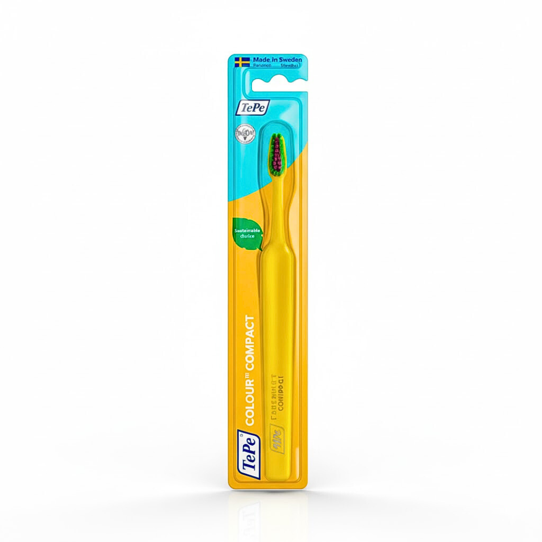TEPE Colour Compact Brosse Jaune Extra-Soft tête compacte gencives très sensibles brins extra-souples - novaparapharmacie